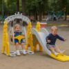 OK PLAY 3 in 1 Castle Play Set for 2-7Years |Slide | Swing | Basketball | Perfect for Home, School & Playground