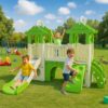 OK PLAY Little Tree House Playground Playset | with Slide, Climber, Basketball Hoop for Kids